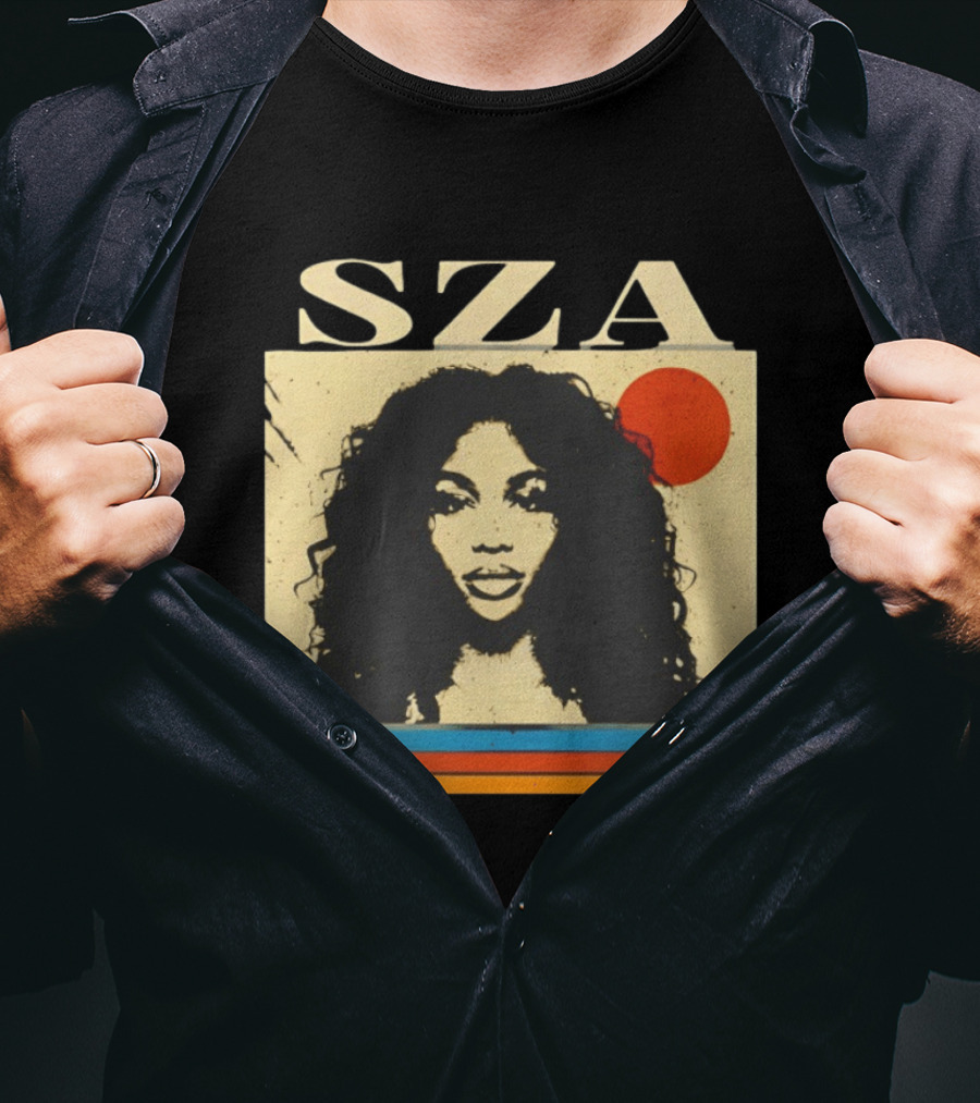 SZA EST 1989 Vintage Style Portrait With Retro Sun And Stripes T-Shirt