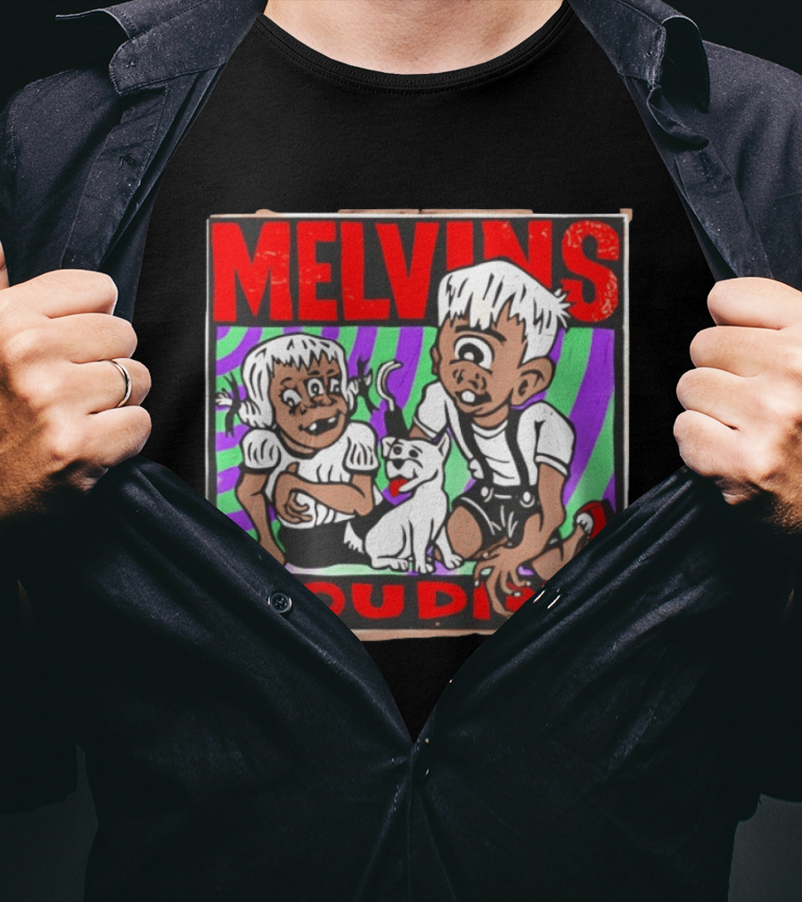 Melvins Houdini Album Cover Art With Two Cartoon Characters And Cat T-Shirt
