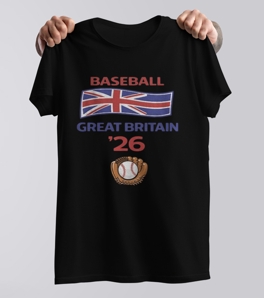 Great Britain Baseball 2026 UK Flag Baseball Glove And Ball T-Shirt