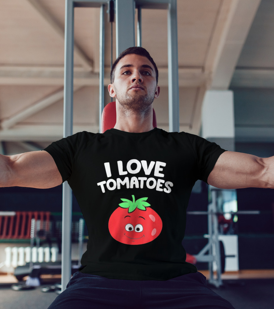 I Love Tomatoes Happy Smiling Tomato Cartoon T-Shirt