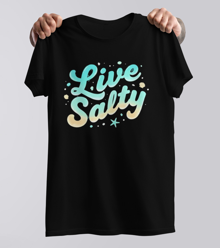 Live Salty Sea Lovers Ocean Vibes Starfish Shells T-Shirt