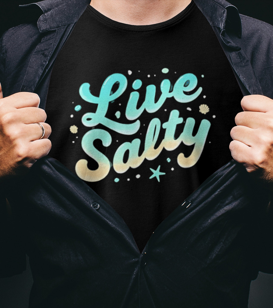 Live Salty Sea Lovers Ocean Vibes Starfish Shells T-Shirt
