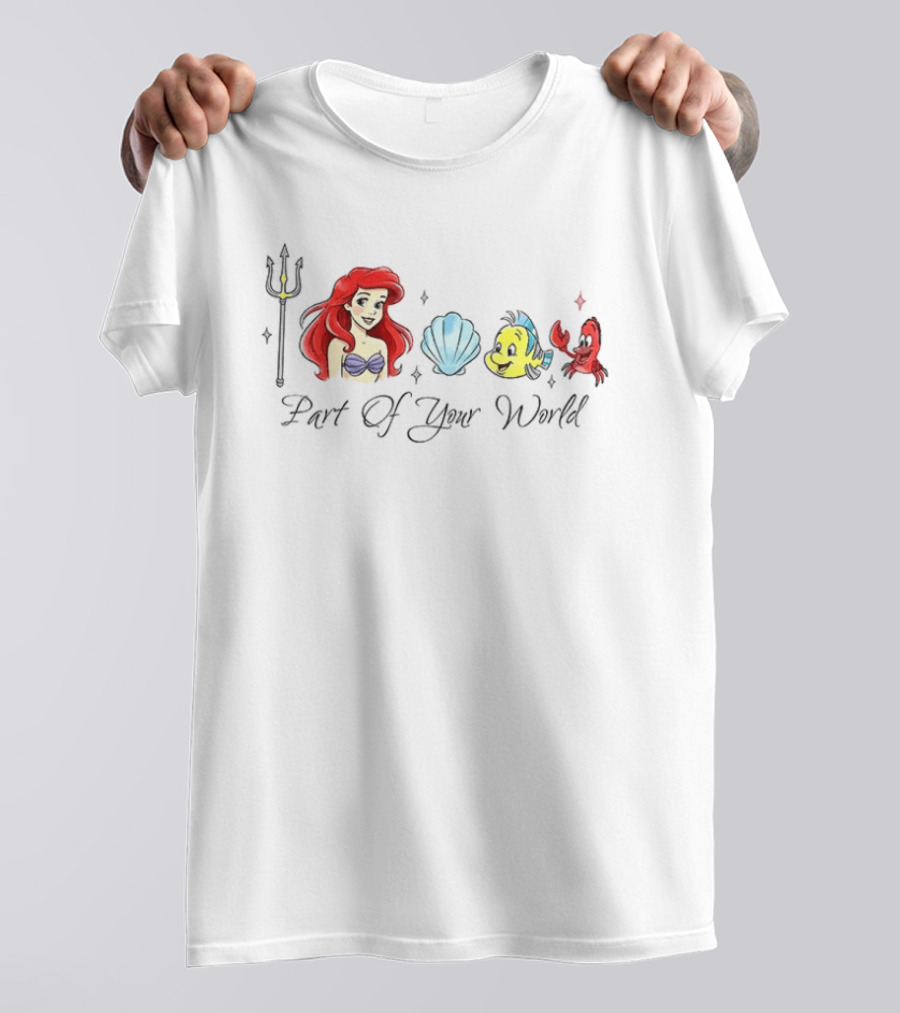 Ariel Disney Part Of Your World With Flounder And Seashell T-Shirt