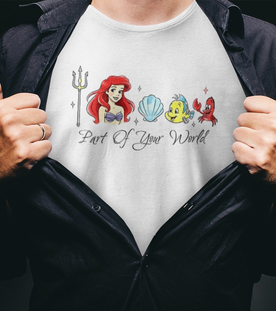 Ariel Disney Part Of Your World With Flounder And Seashell T-Shirt