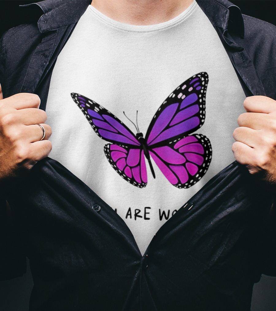 You Are Worthy Butterfly Purple Pink T-Shirt