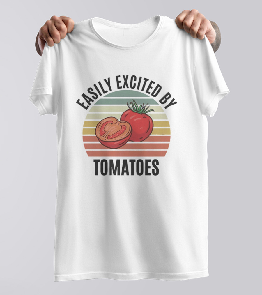 Easily Excited By Tomatoes Vintage Tomato Lover T-Shirt