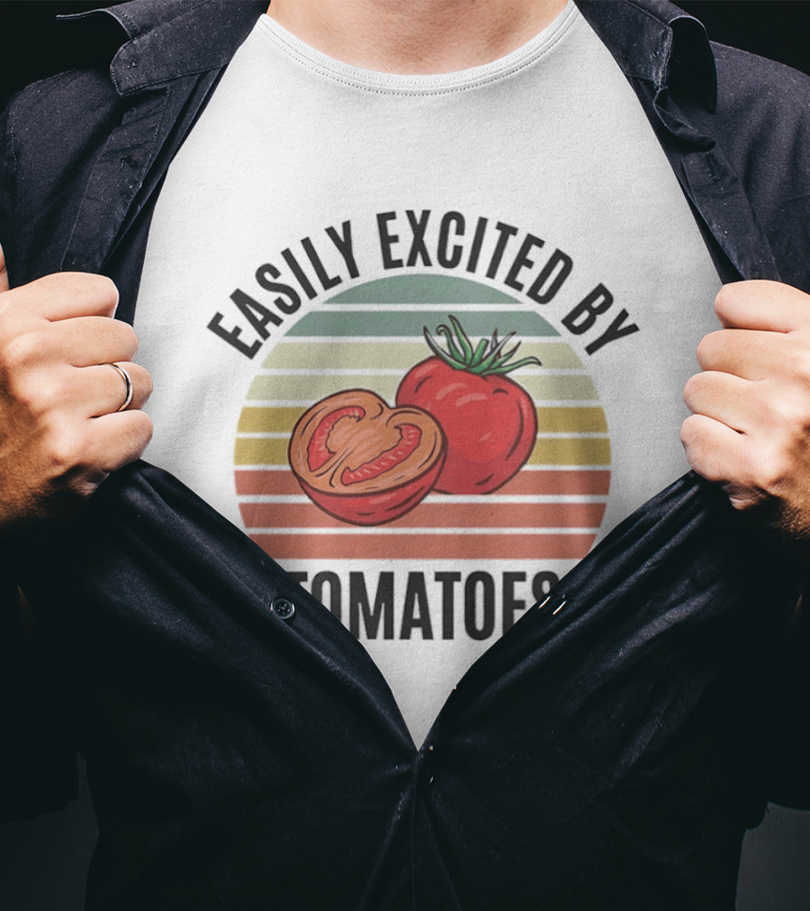 Easily Excited By Tomatoes Vintage Tomato Lover T-Shirt