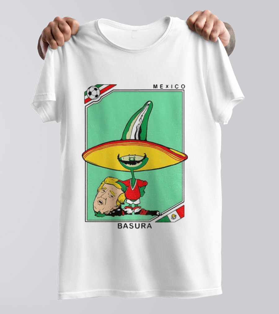 Mexico Basura Trump Football Flag T-Shirt