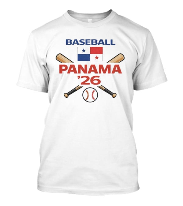 Panama Baseball 2026 Flag And Crossed Bats Baseball T-Shirt
