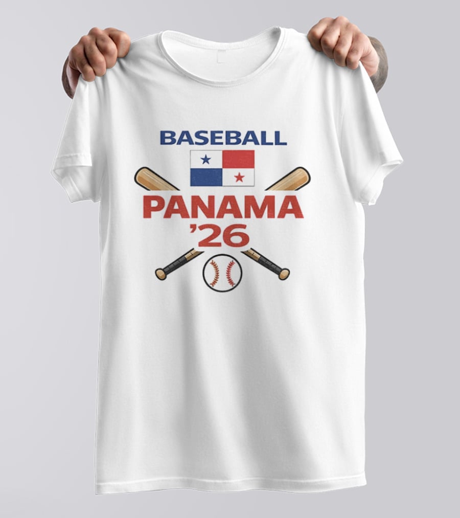 Panama Baseball 2026 Flag And Crossed Bats Baseball T-Shirt