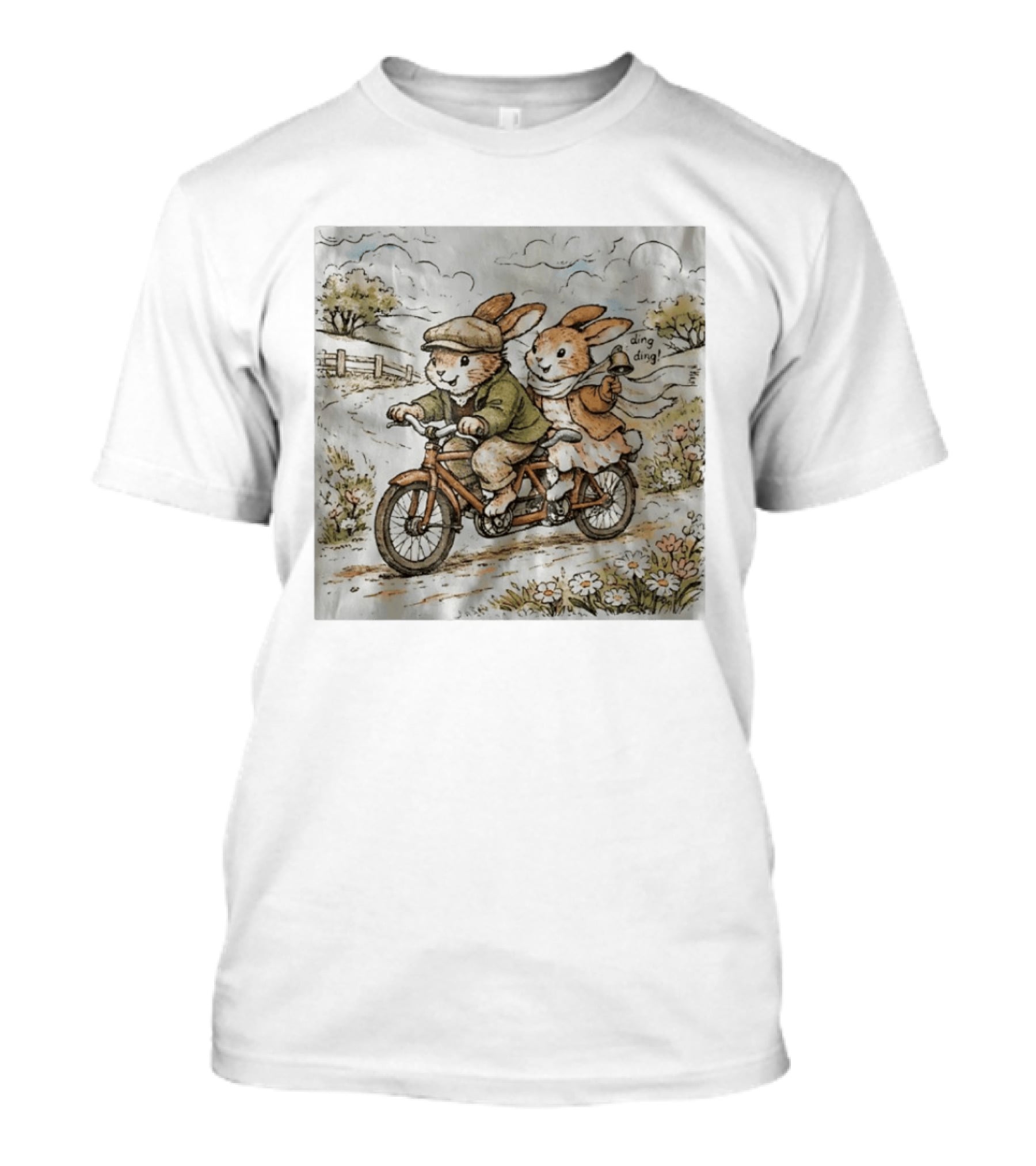 Vintage Rabbit Tandem Bike Adventure Ding Ding T-Shirt