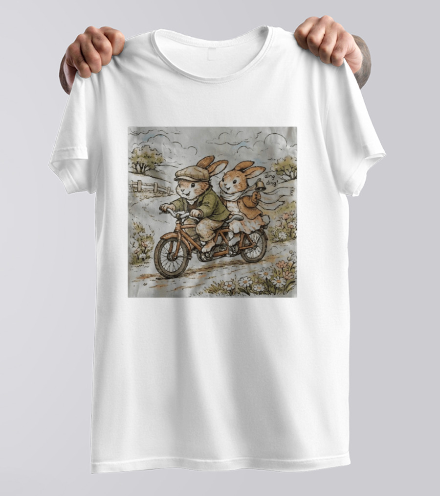 Vintage Rabbit Tandem Bike Adventure Ding Ding T-Shirt