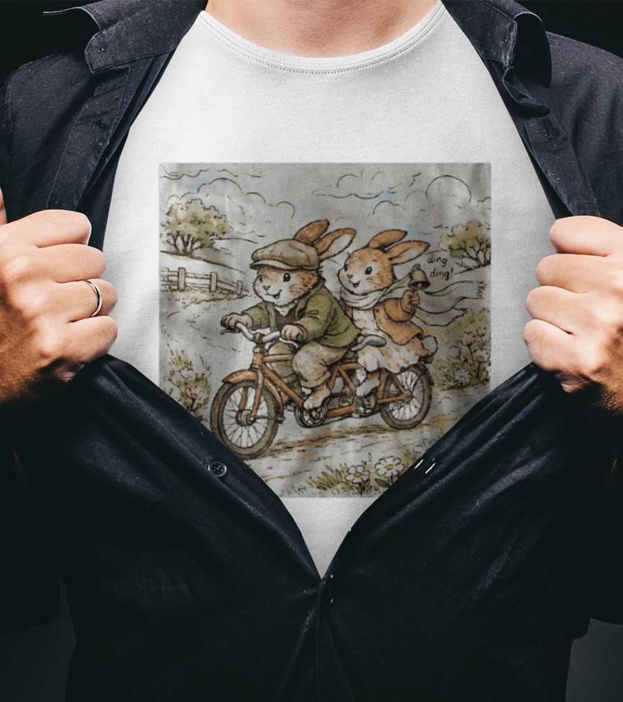 Vintage Rabbit Tandem Bike Adventure Ding Ding T-Shirt