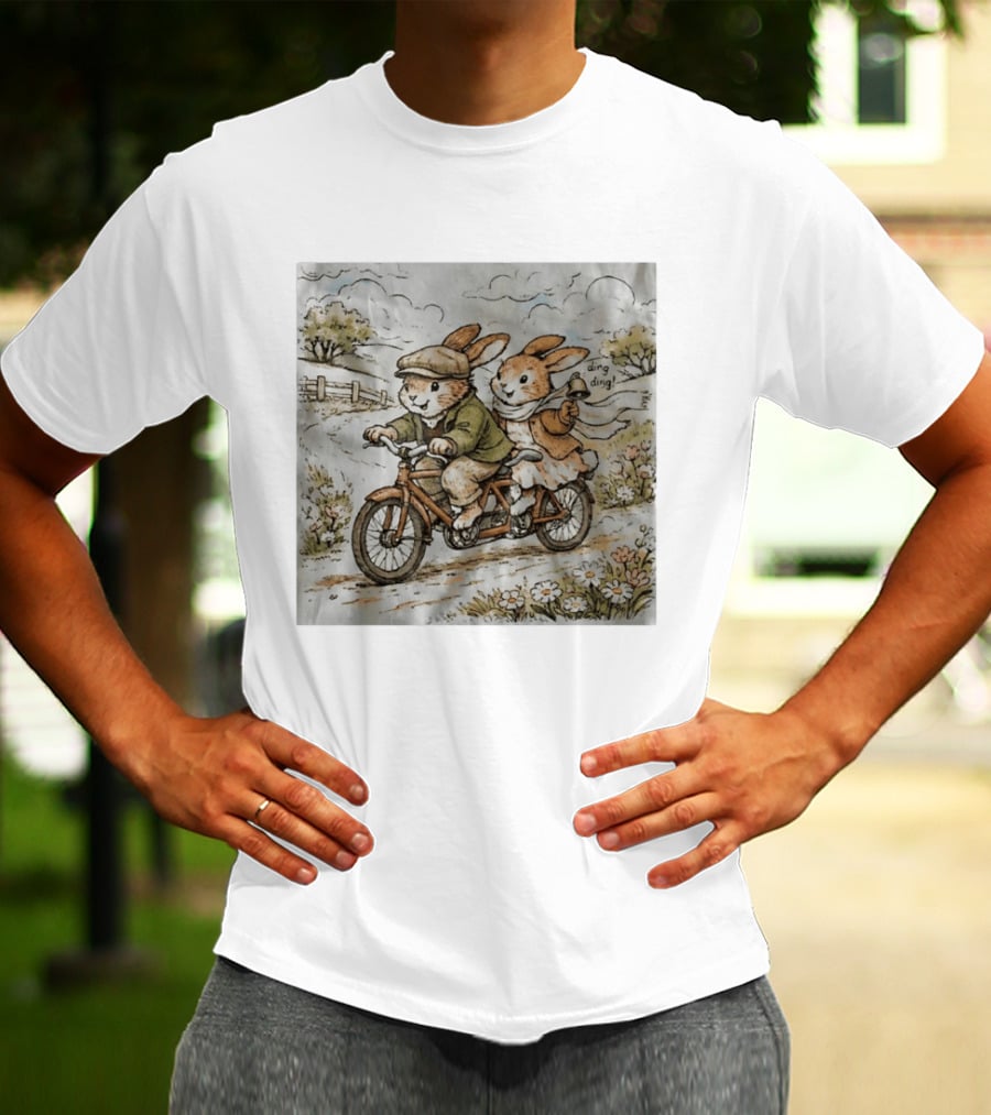 Vintage Rabbit Tandem Bike Adventure Ding Ding T-Shirt