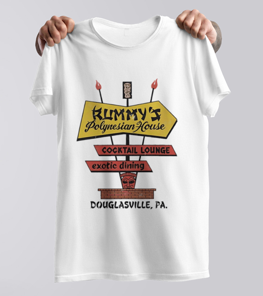 Rummy's Polynesian House Cocktail Lounge Exotic Dining Douglasville PA Tiki Bar T-Shirt