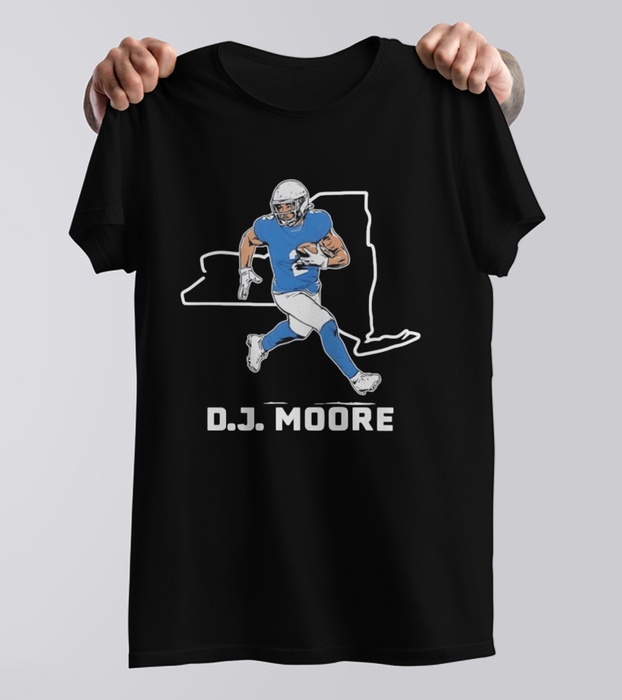 DJ Moore Football Player Carolina Panthers New York Map T-Shirt