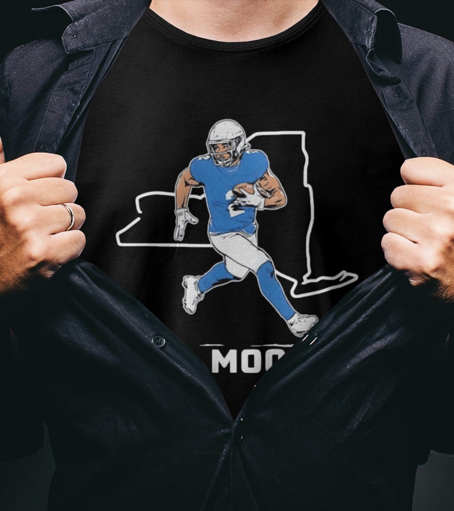 DJ Moore Football Player Carolina Panthers New York Map T-Shirt