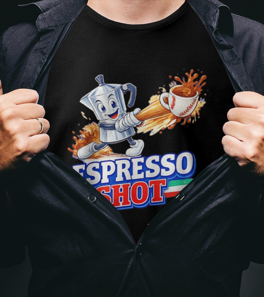 Espresso Shot Moka Pot Baseball Italy Flag T-Shirt