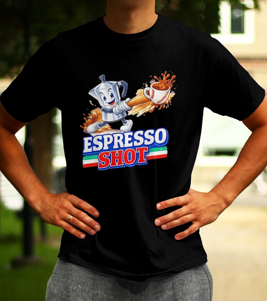 Espresso Shot Moka Pot Baseball Italy Flag T-Shirt