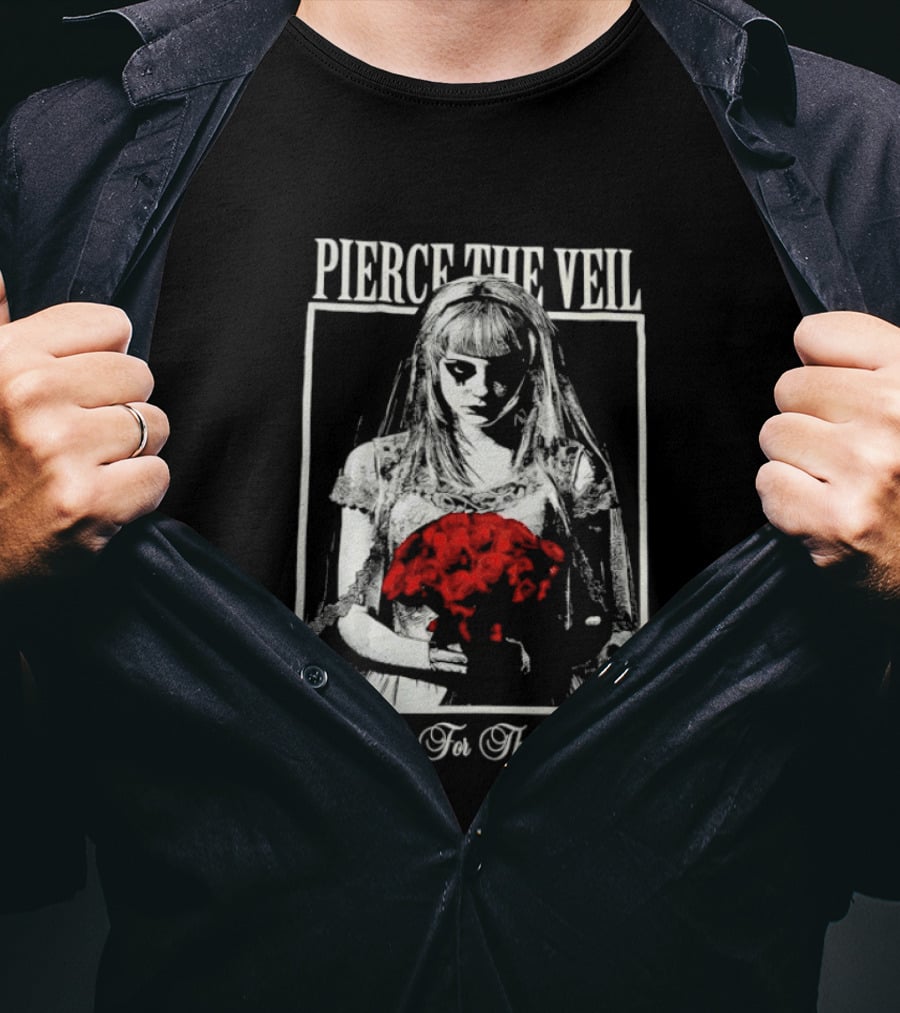 Pierce The Veil A Flair For The Dramatic Bride With Red Flowers T-Shirt