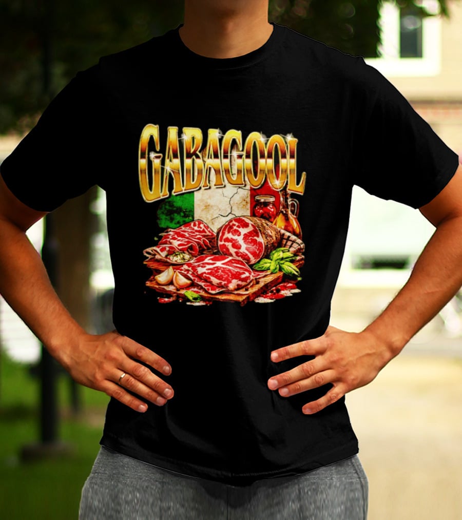 Gabagool Italian Cuisine With Italian Flag And Traditional Ingredients T-Shirt