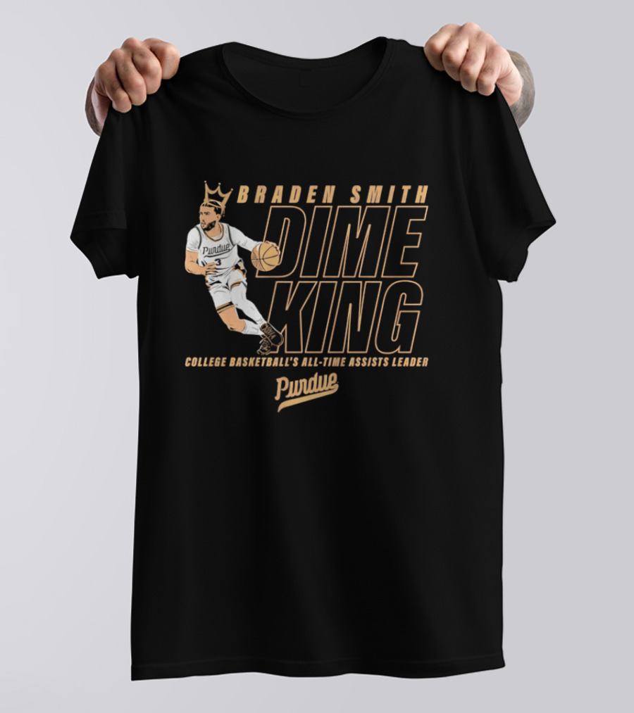 Braden Smith Dime King College Basketball's All Time Assists Leader Purdue T-Shirt