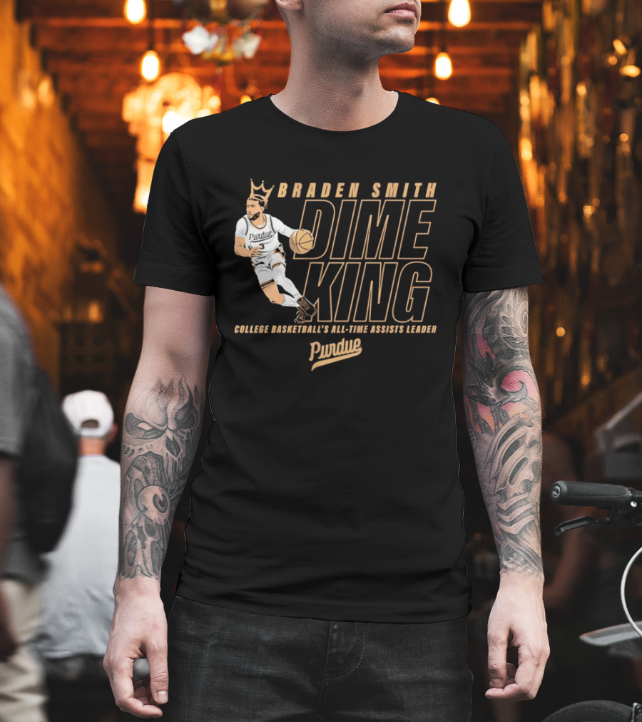 Braden Smith Dime King College Basketball's All Time Assists Leader Purdue T-Shirt