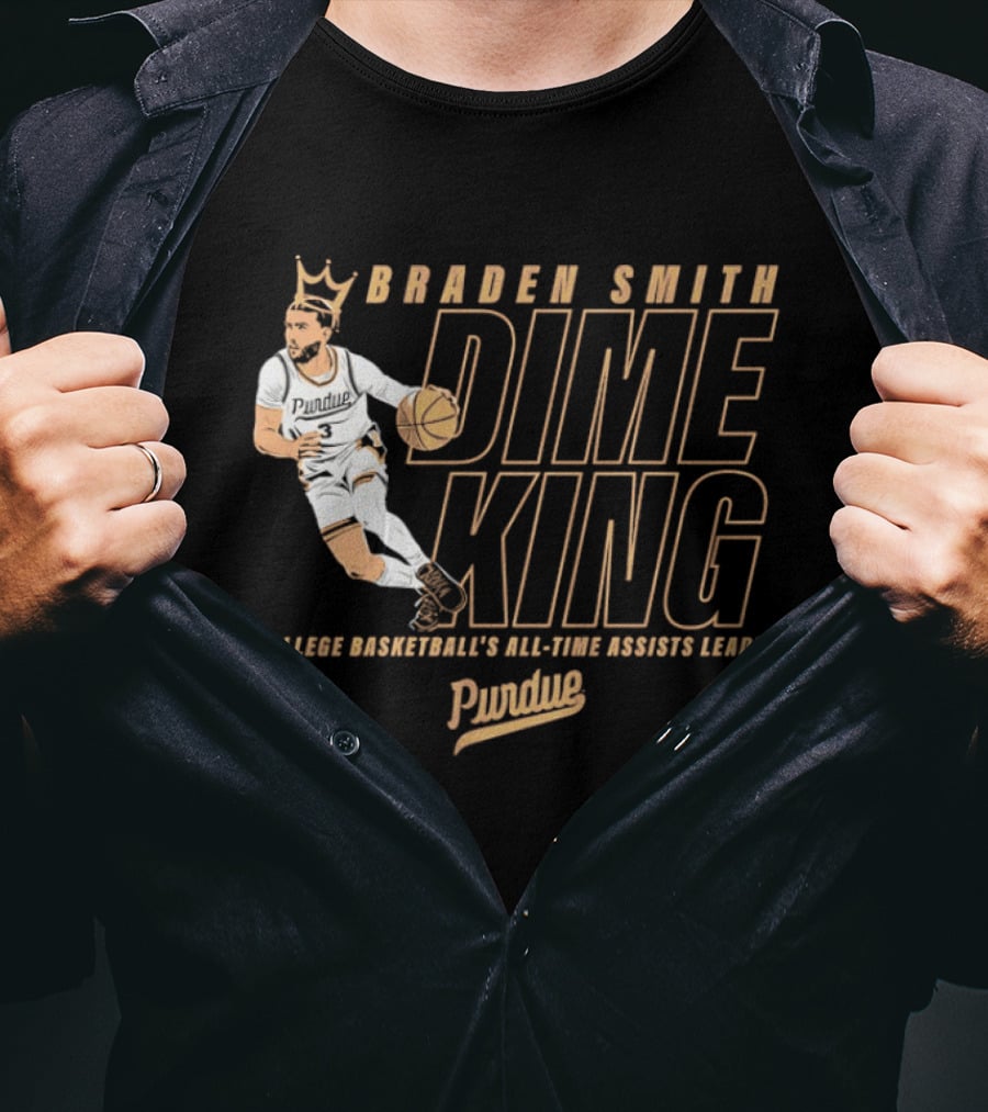 Braden Smith Dime King College Basketball's All Time Assists Leader Purdue T-Shirt