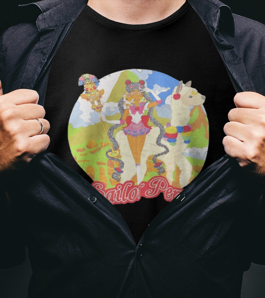 Sailor Moon Sailor Peru Anime Crossover With Llama And Traditional Peruvian T-Shirt