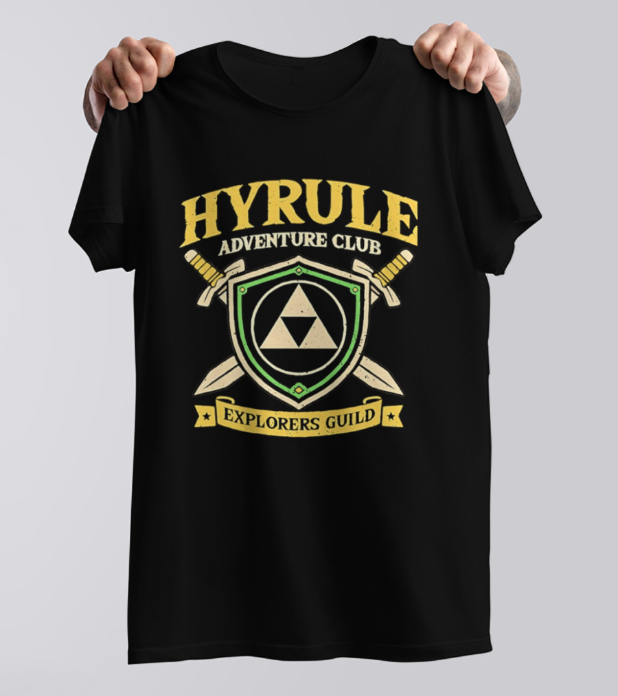 Hyrule Adventure Club Explorers Guild Triforce Shield Swords T-Shirt