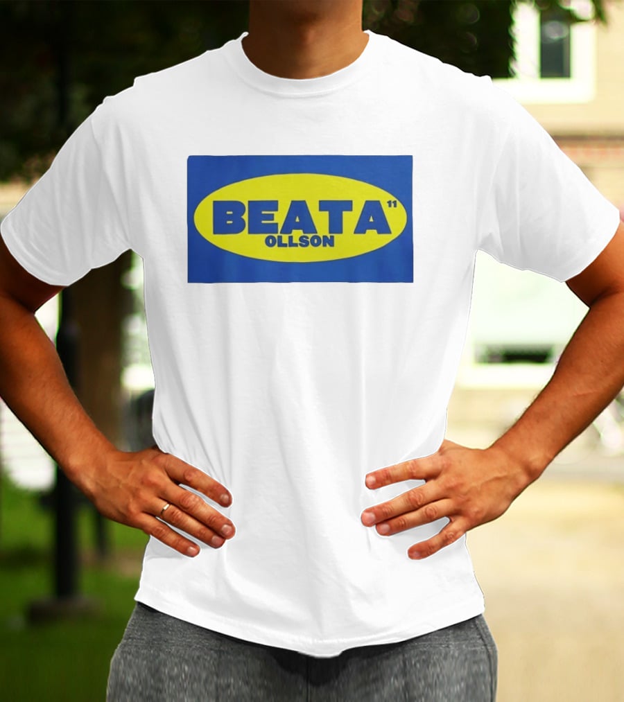 BEATA OLLSON 11 Blue Yellow Oval T-Shirt
