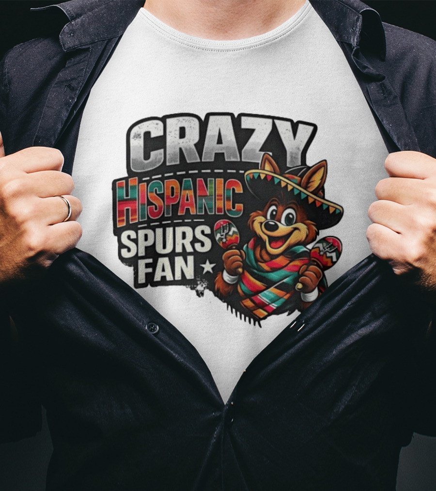 Crazy Hispanic Spurs Fan Sombrero And Maracas T-Shirt