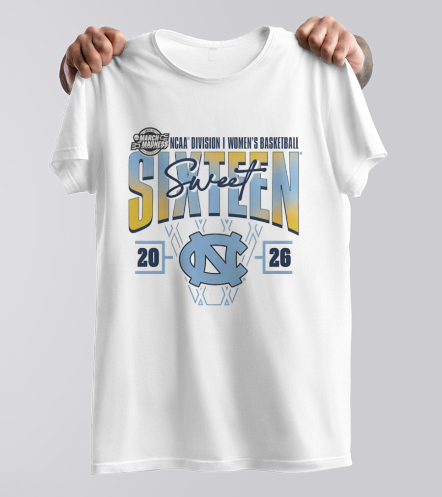 2026 NCAA Division I Women's Basketball March Madness Sweet Sixteen North Carolina Tar Heels T-Shirt