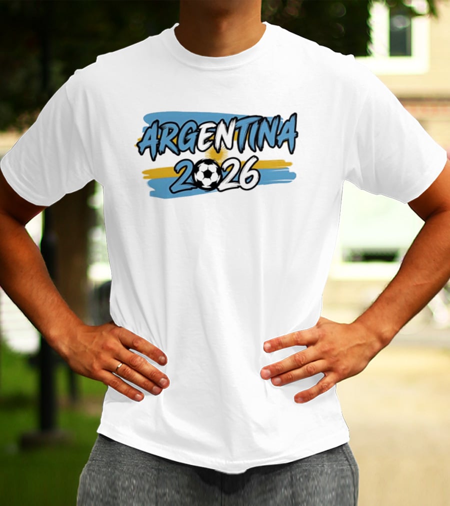 Argentina 2026 Soccer Flag With Football T-Shirt