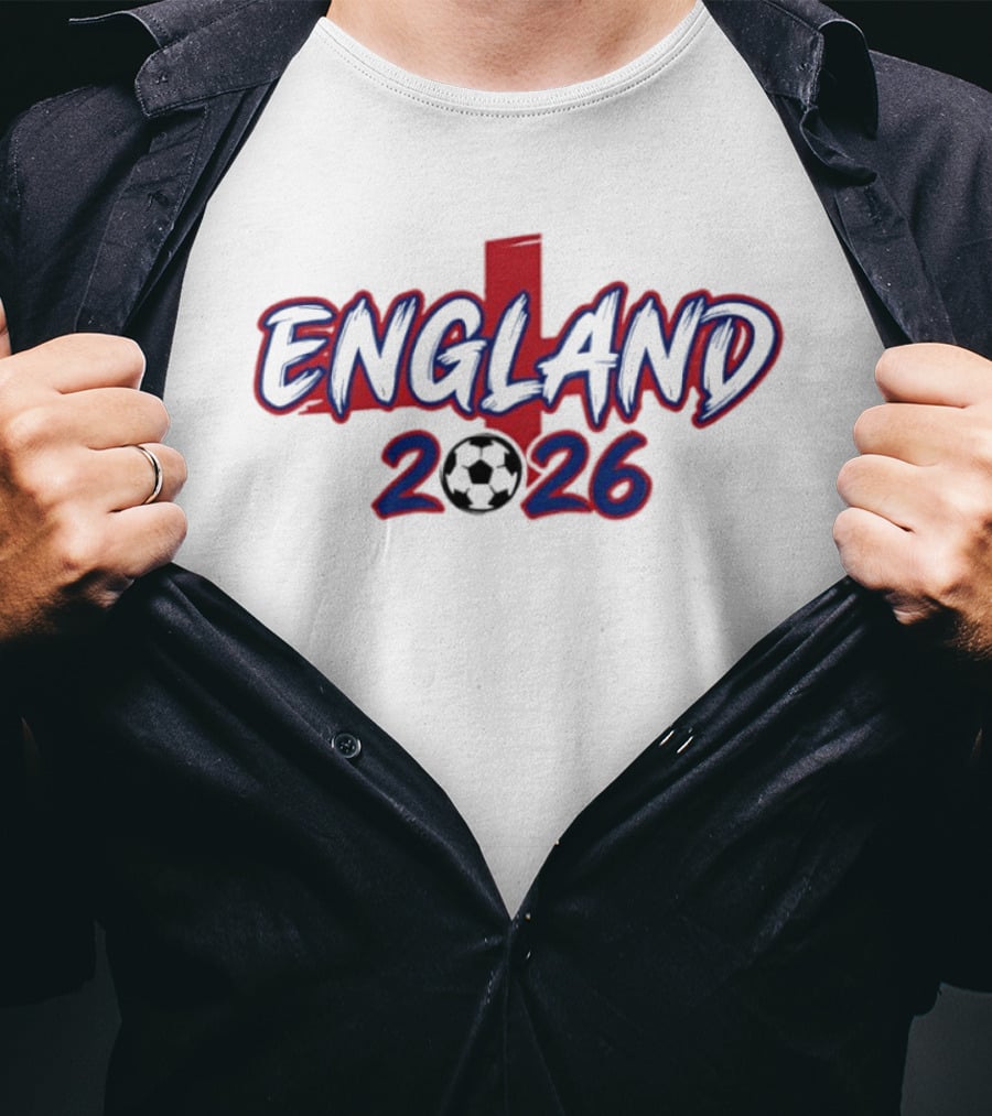 England 2026 Soccer Cross Football T-Shirt