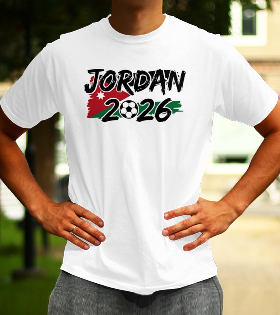 Jordan 2026 World Cup Soccer Team Flag Map Football T-Shirt