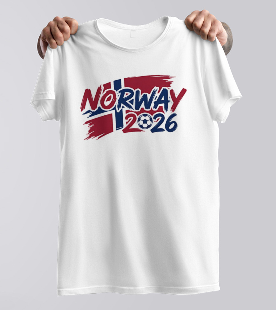 Norway 2026 Soccer National Team Flag Style Soccer Ball T-Shirt