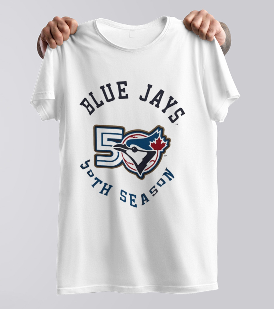Blue Jays 50th Season Anniversary Retro Logo With Maple Leaf And Baseball T-Shirt