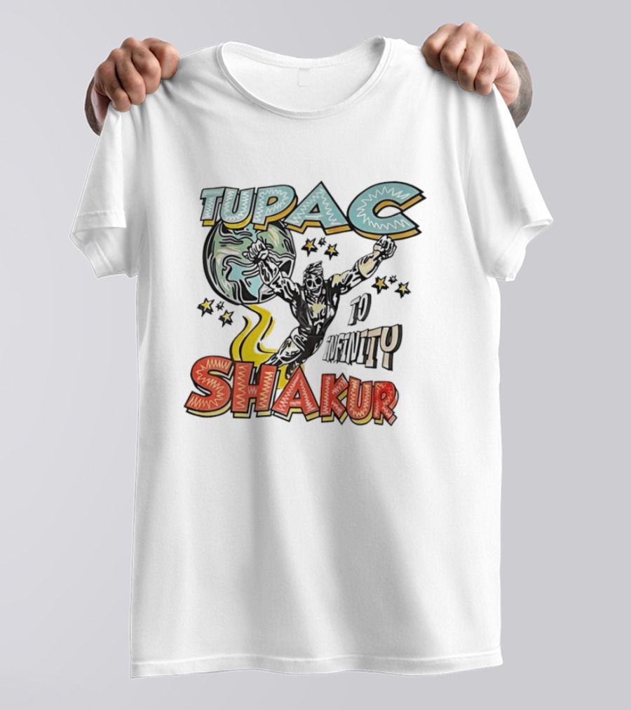Tupac Shakur To Infinity Comic Style Superhero Image T-Shirt