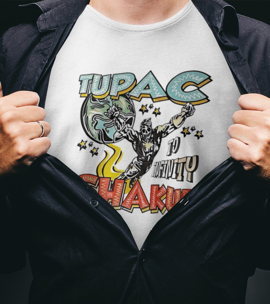 Tupac Shakur To Infinity Comic Style Superhero Image T-Shirt