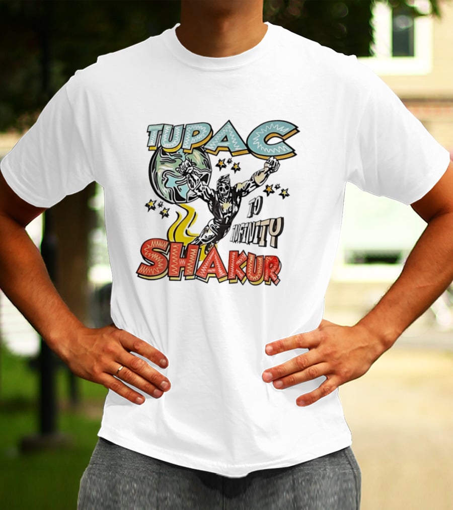 Tupac Shakur To Infinity Comic Style Superhero Image T-Shirt