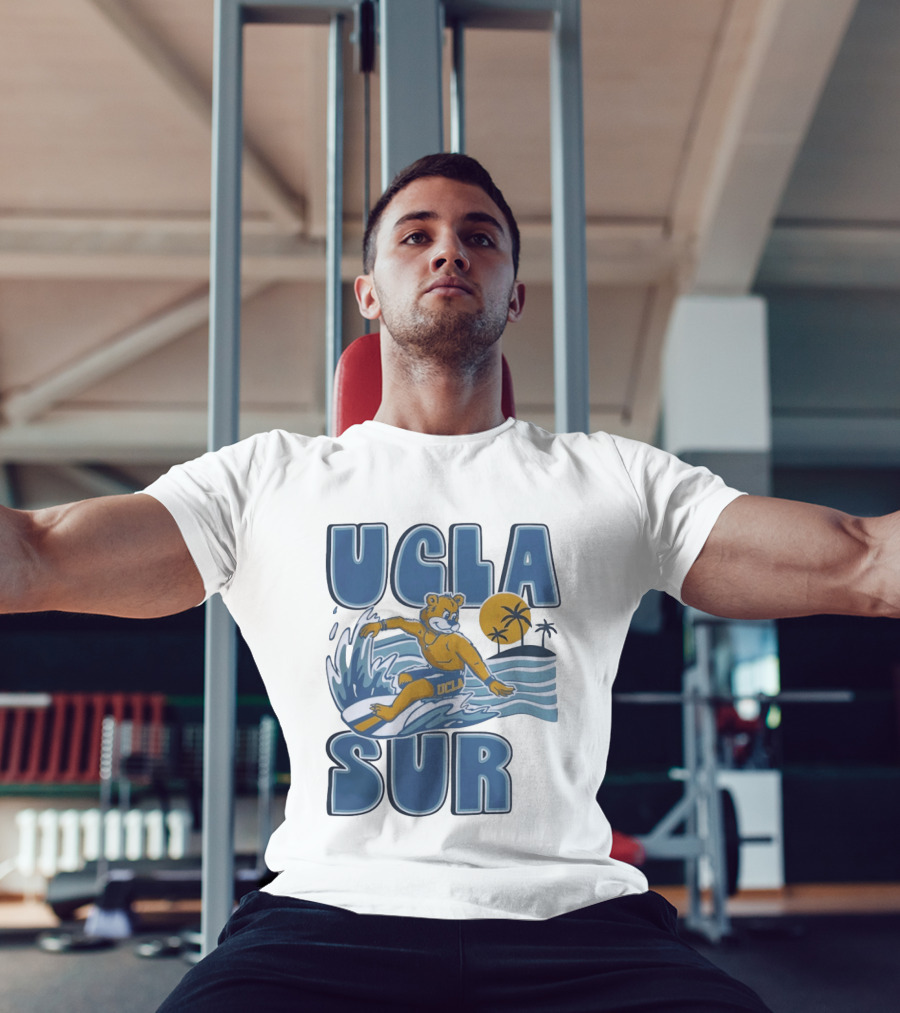 UCLA Joe Bruin Surfing Waves With Palm Trees And Sun T-Shirt