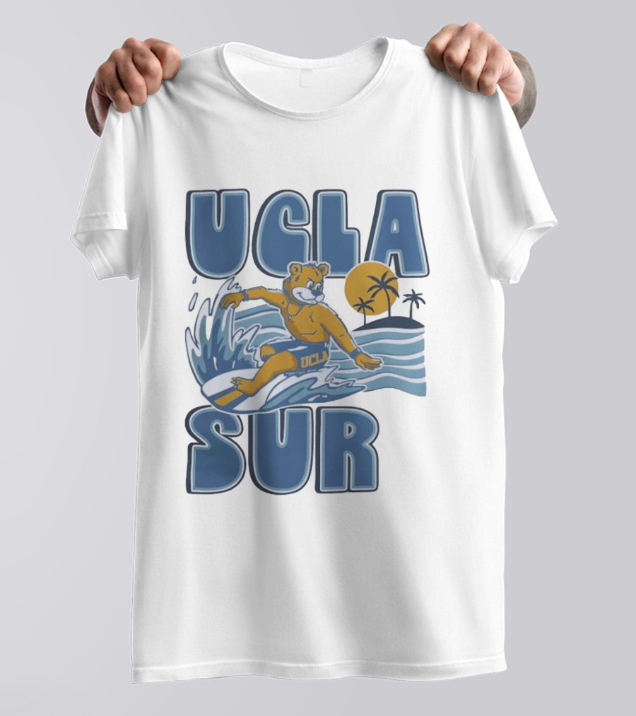 UCLA Joe Bruin Surfing Waves With Palm Trees And Sun T-Shirt