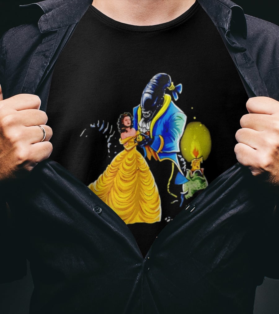 Belle Beauty And The Xenomorph Alien Monster Dance Candelabra T-Shirt