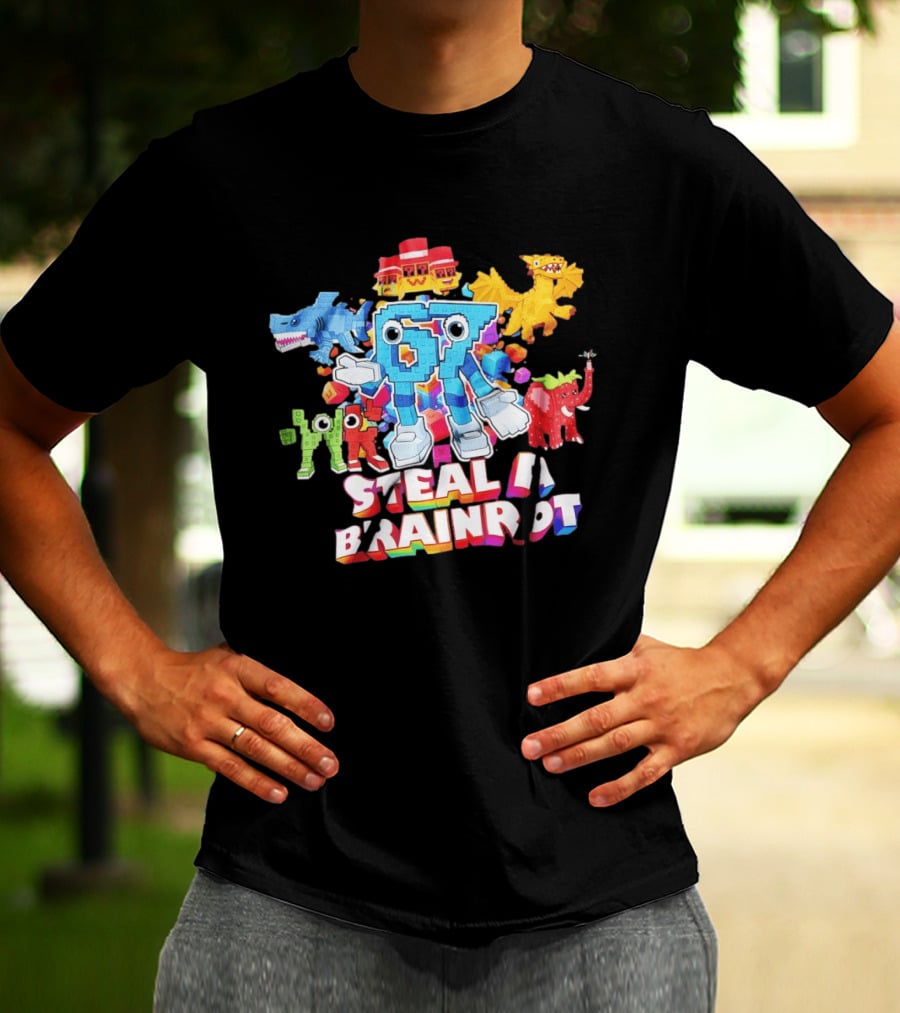 Steal A Brainrot 67 Blocks Colorful Characters T-Shirt