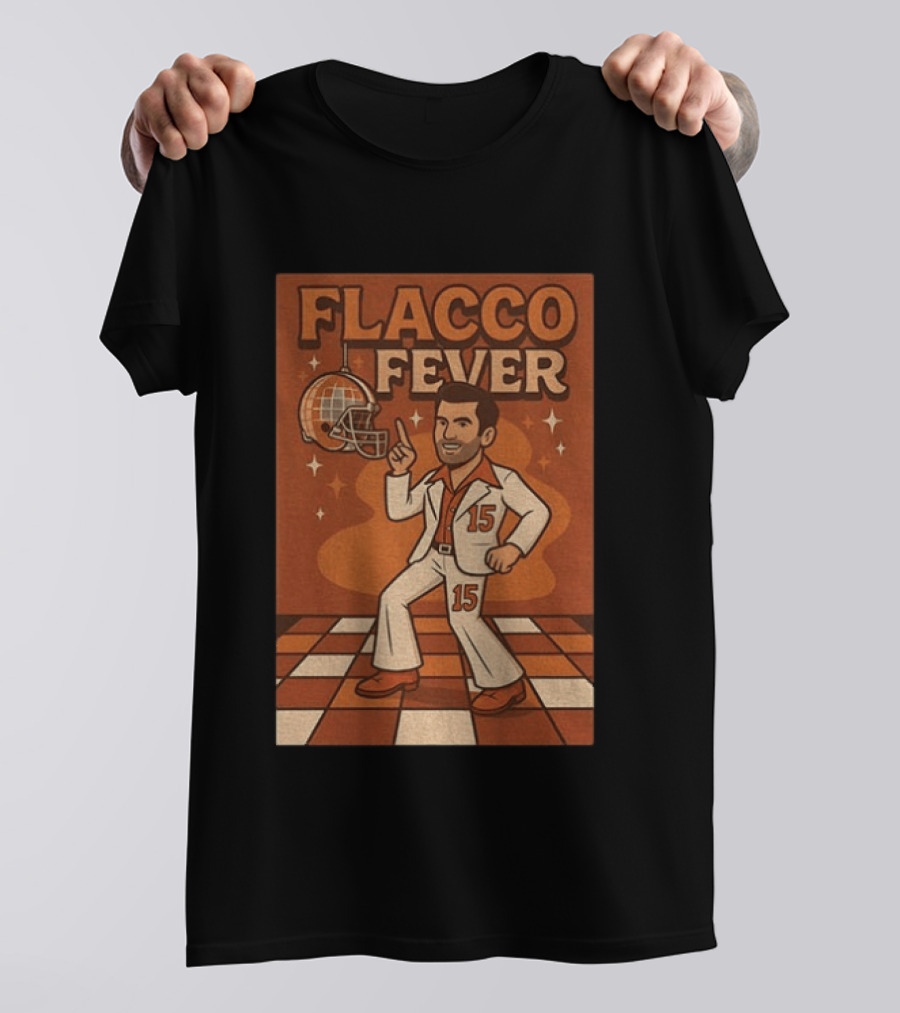 Flacco Fever Cleveland Browns 15 Football Retro Disco T-Shirt