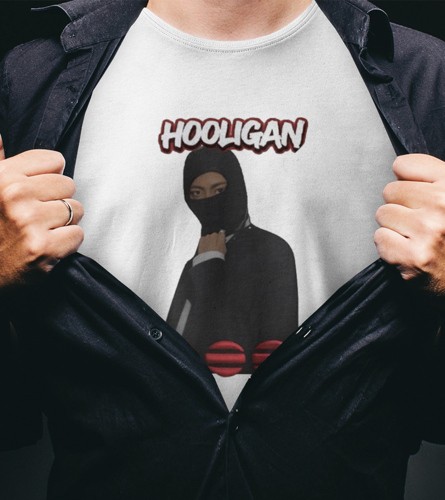 Hooligan Masked Style With BTS Concert Red Accents T-Shirt