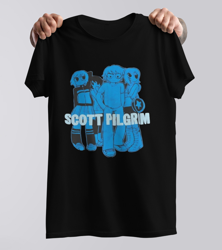 Scott Pilgrim Characters Group Blue T-Shirt