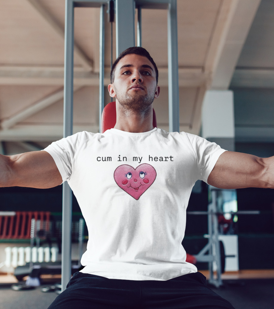 Cum In My Heart Pink Cartoon Style Cute Face T-Shirt