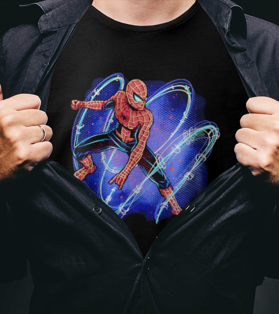 Spider Man Marvel Hero With Magnetic Field Lines And Maximum Spider Senses T-Shirt